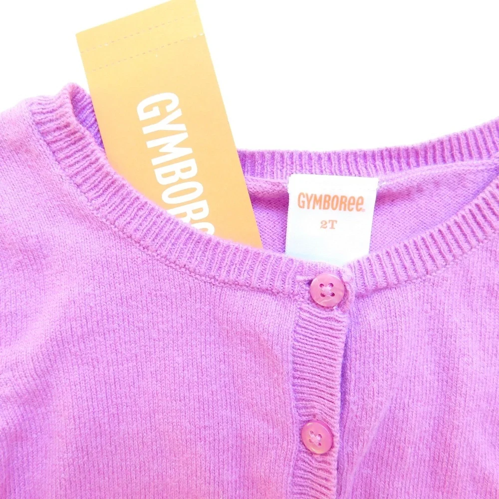 Gymboree Girls Button Up Cardigan Sweater Size 2T‎ Purple Ruffle Detail Cropped